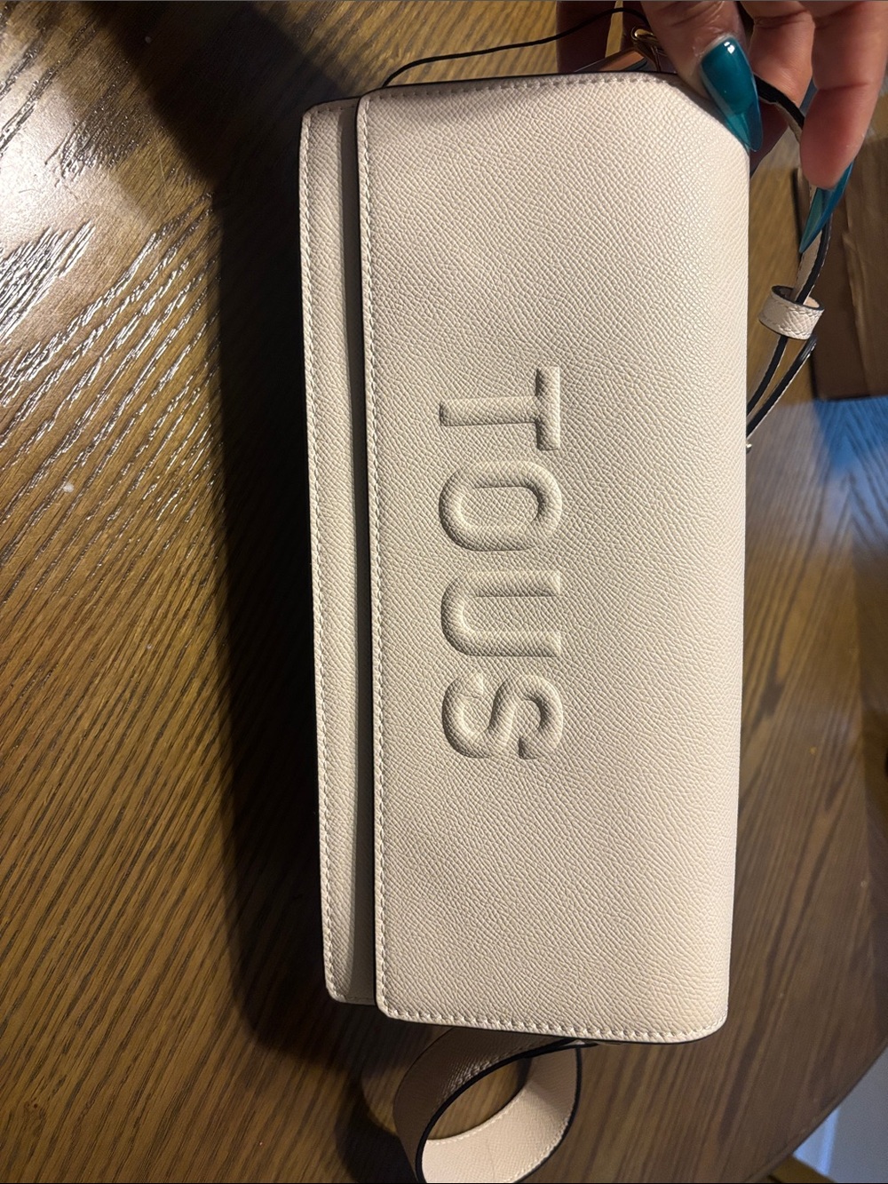 TOUS Cream Textured Leather Shoulder Bag